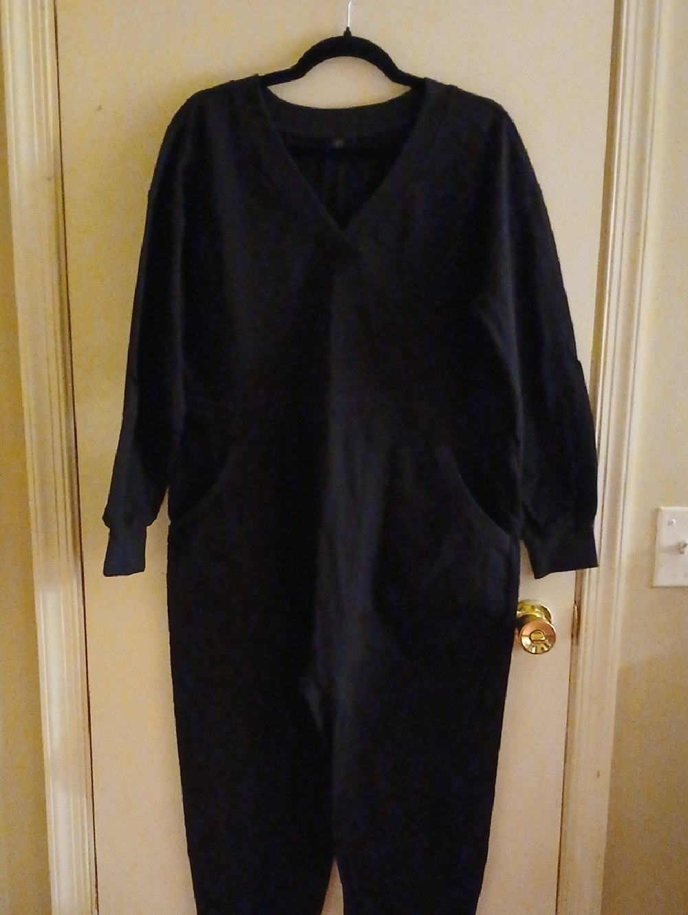 Amazon Black V-Neck Jumpsuit with Front Pockets